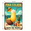 Metal Poster Pina Colada Cocktail Retro Wall Art for Bar