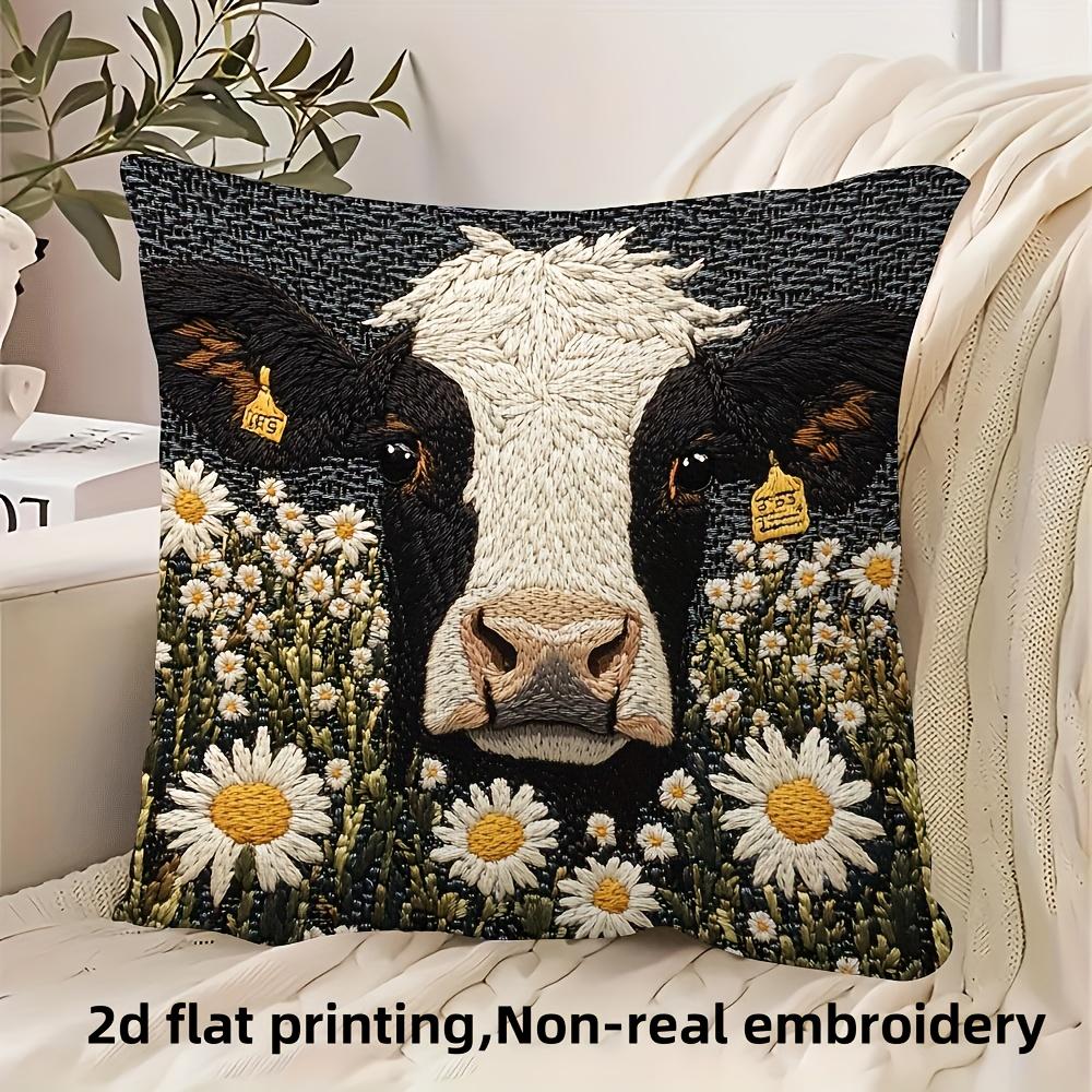 Short Plush Material Pillowcaseadorable 2D Flat-Printed Animal-Patterned Cushion Covers For Cozy Decor! Sofa Seat Mattress Cover
