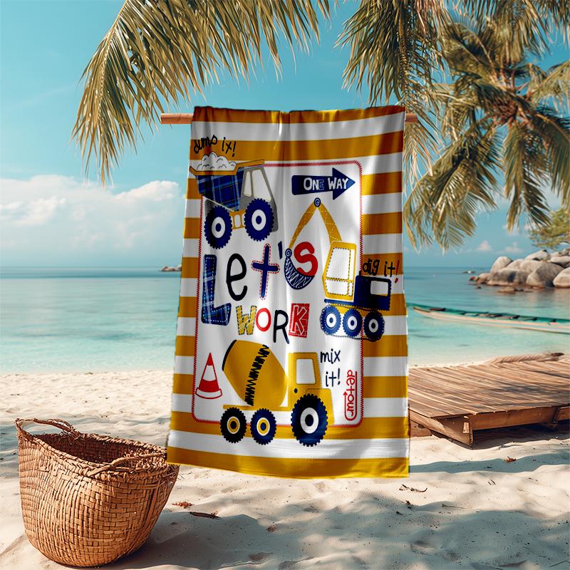 Ultra-weiches Strandtuch mit Bagger-Thema, Ideal für Pool - Camping, Tauchen - Perfekter Reisebegleiter, Lebendiges Strandtuch.