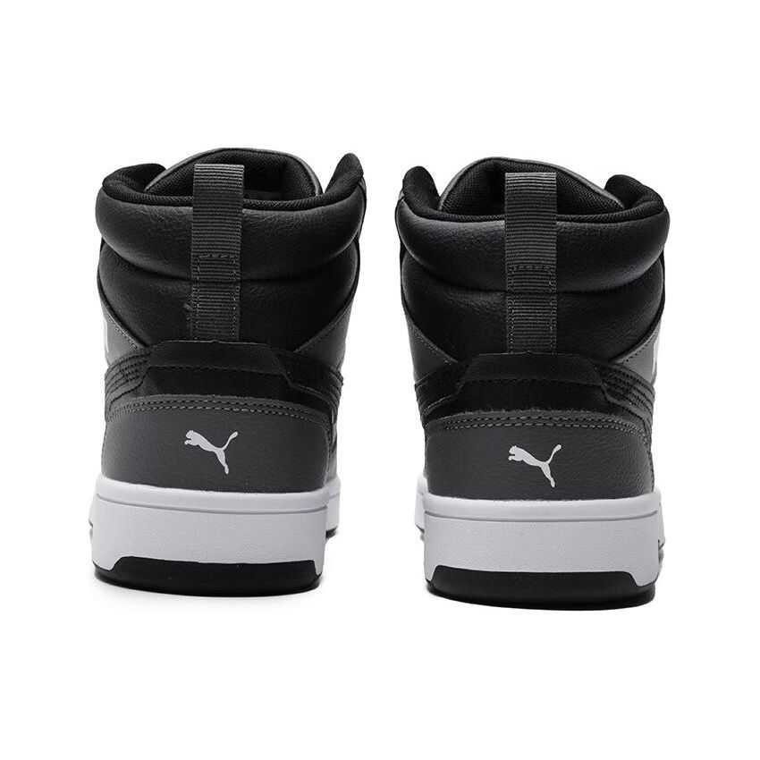 Puma Rebound V6 392326-03 White/Black/Shadow Grey Unisex Mid-Top Retro Basketball Sneakers