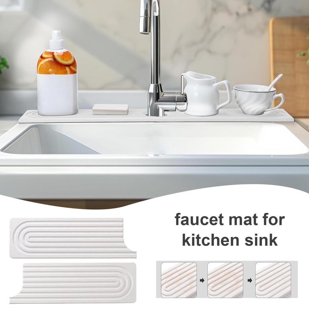 Circular Groove Faucet Pad Kitchen Sink Drying Pad Absorbent Faucet Mat Diatomite Sink Protector Splash Guard Stone Drip Catcher