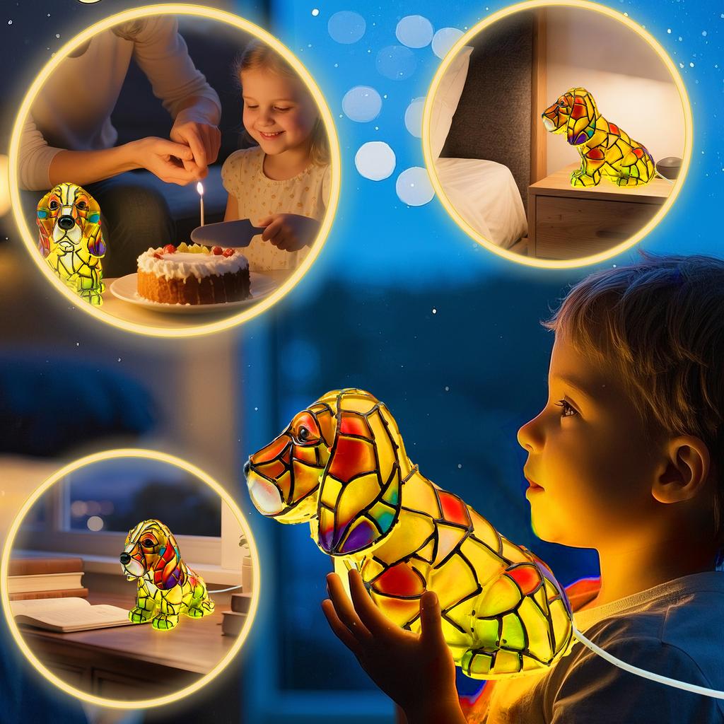 Doggy Night Light Resin Soothing Lighting LED Colorful Bagitte/Teddy Lamp Bedside Desktop Ornaments Gift for Bedroom Living Room