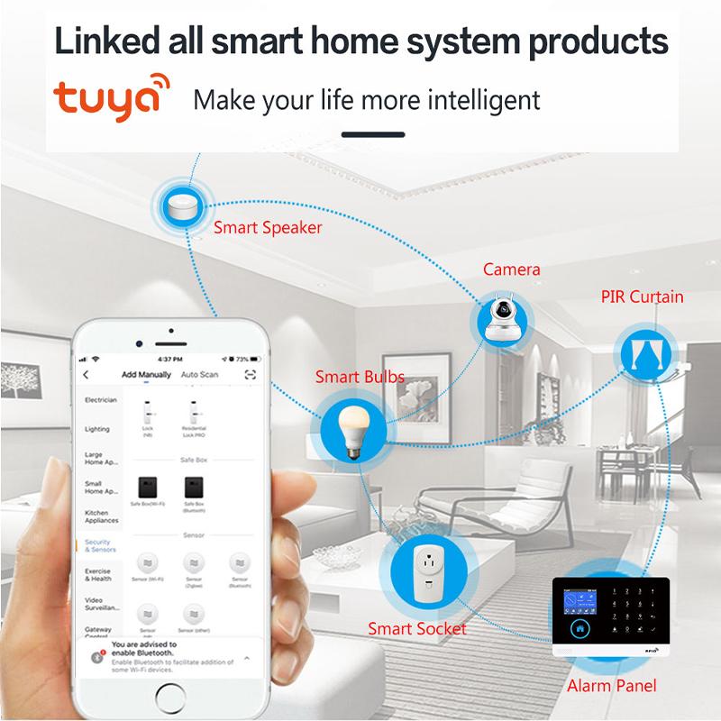 Campainha 2025+Interfone com Discagem Automática+Acesso RFID Integrado Alarme GSM Residencial Seguro Alarme Sem Fio APP WIFI 4G Tuya ou Smart Life APP