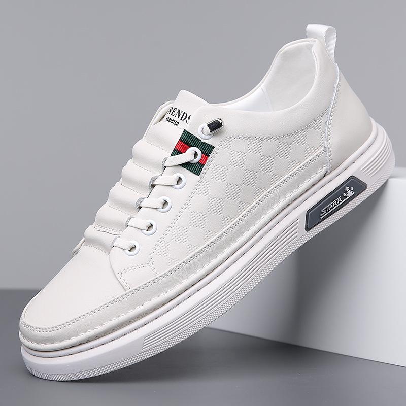 Men's Trendy Spring Genuine Leather Breathable Non-Slip Casual Slip-On Sneakers with Soft Sole