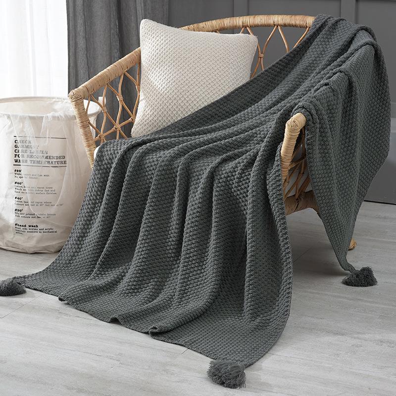 Cross-Border Knitted Lightweight Shawl: Cozy Autumn/Winter Blanket for Office, Airplane & Leisure