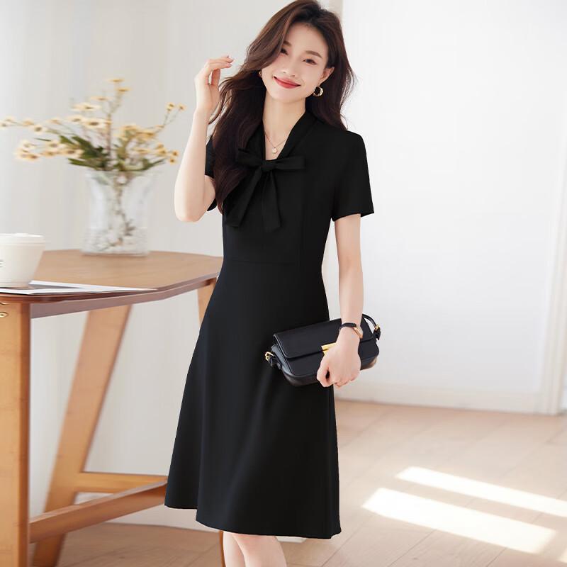 Women's Short Sleeve Professional Dress with Bow