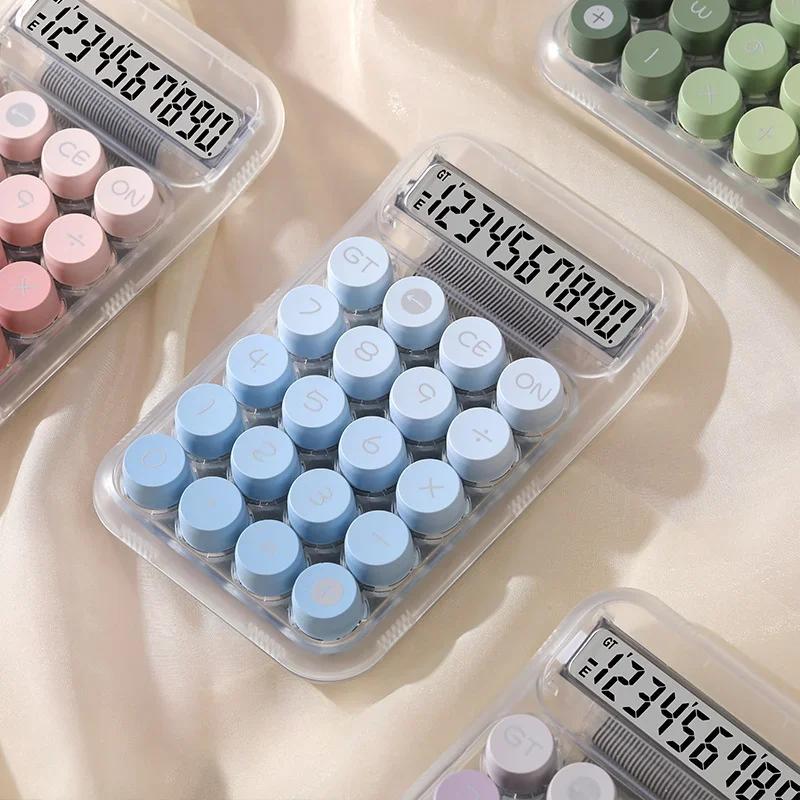 Transparent Gradient Large Button Calculator, Large Screen Electronic 10 Digit, Suitable for Student Business Use