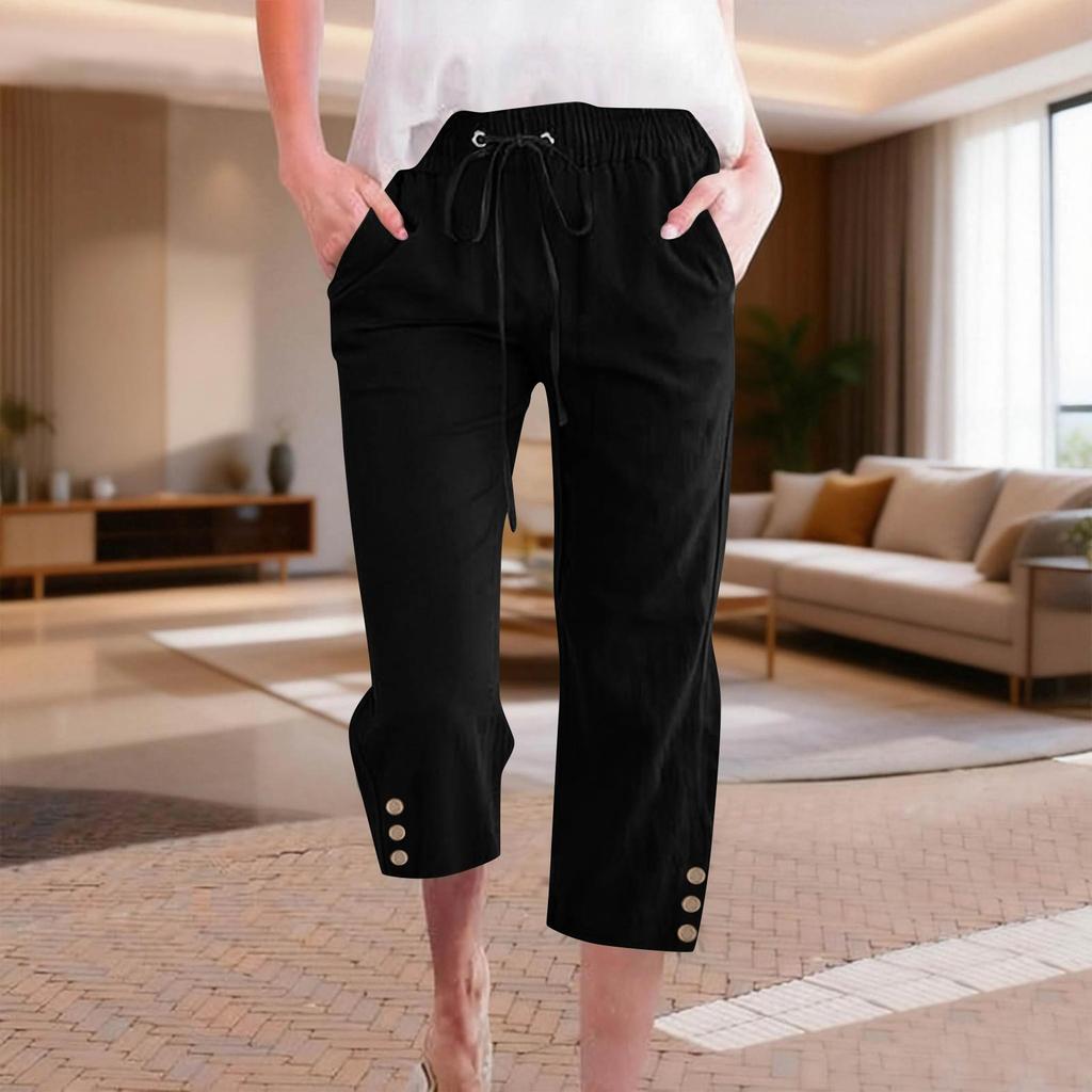Women's Casual And Fashionable Color Loose Pants With Pocketes