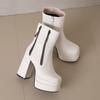 Women's High-heeled Short Boots Autumn and Winter New European and American Style Waterproof Table Thick-heeled Large-size Short Boots