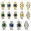 Mens Bling Diamond Watch Zinc Alloy Waterproof Quartz Wristwatch Roman Numerals Fashion Hip Hop Iced Out Watch for Men