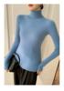 Women's Cashmere Ribbed High Neck Sweater - Seamless, Slimming, Versatile Knitwear for Autumn/Winter