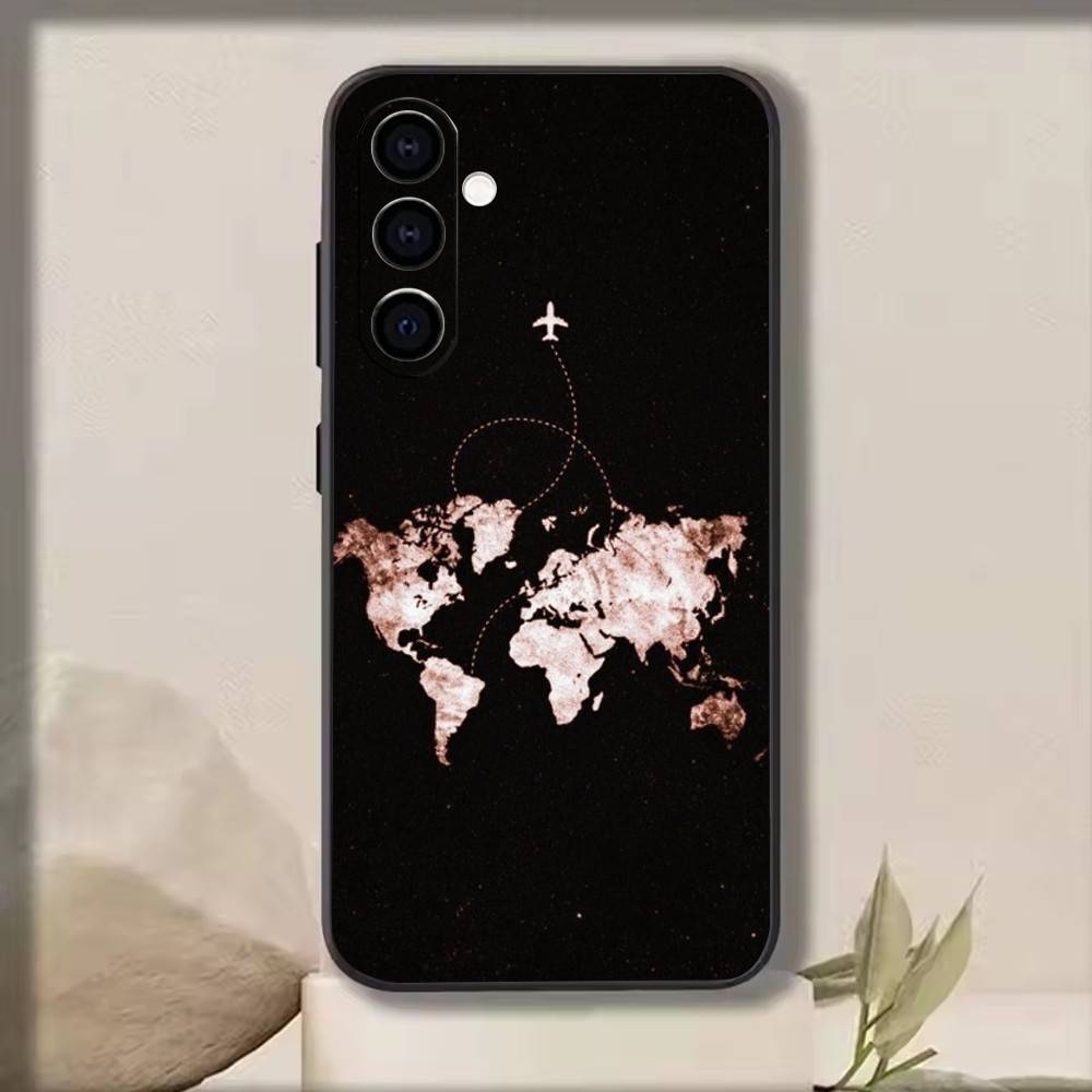 Travel-Inspired Airplane Route   Phone Case For Samsung Galaxy A73,A72,A71,A70,A53,A52,A51,Others Soft Black Cover
