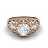1.45 Ctw Round Moissanite Antique Filigree Design 925 Sterling Silver Rose Vermeil Wedding Women Ring