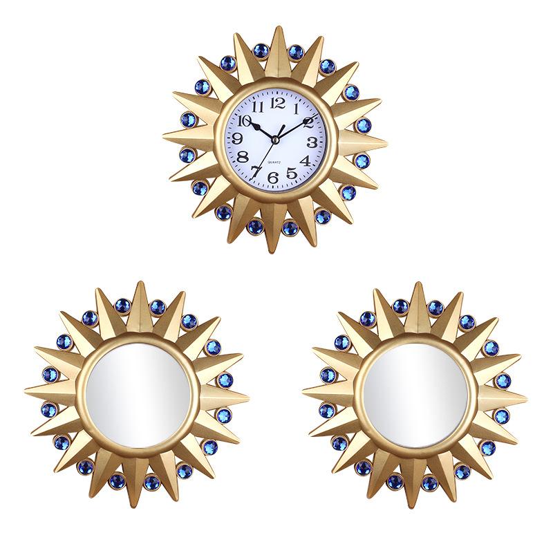 Modern Triple Clock Antique Plastic Triple Clock Hollow Three-dimensional Wall Retro Home Living Room Triple Wall Clock