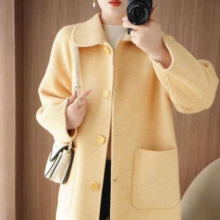 Double Sided Wool Coat Women Medium Long Warm Winter Coat S