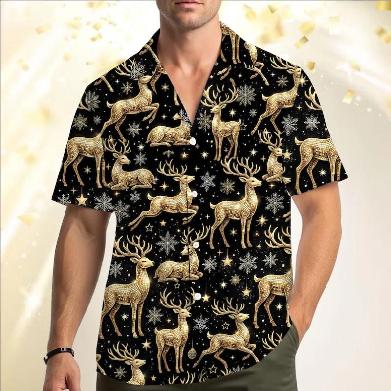 Fashion Unisex Shirts Christmas Thanksgiving Santa Skeleton Turkey Print Shirt Tops Casual Party Tops Street Retro Men's Women's Shirt
