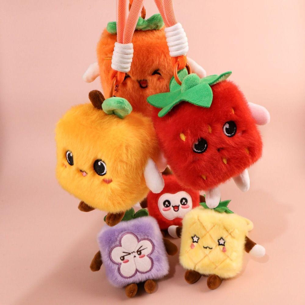Carrot Pineapple Keychain Strawberry Mangosteen Pendant Kids Toy Fruit Plush Keychain Car Key