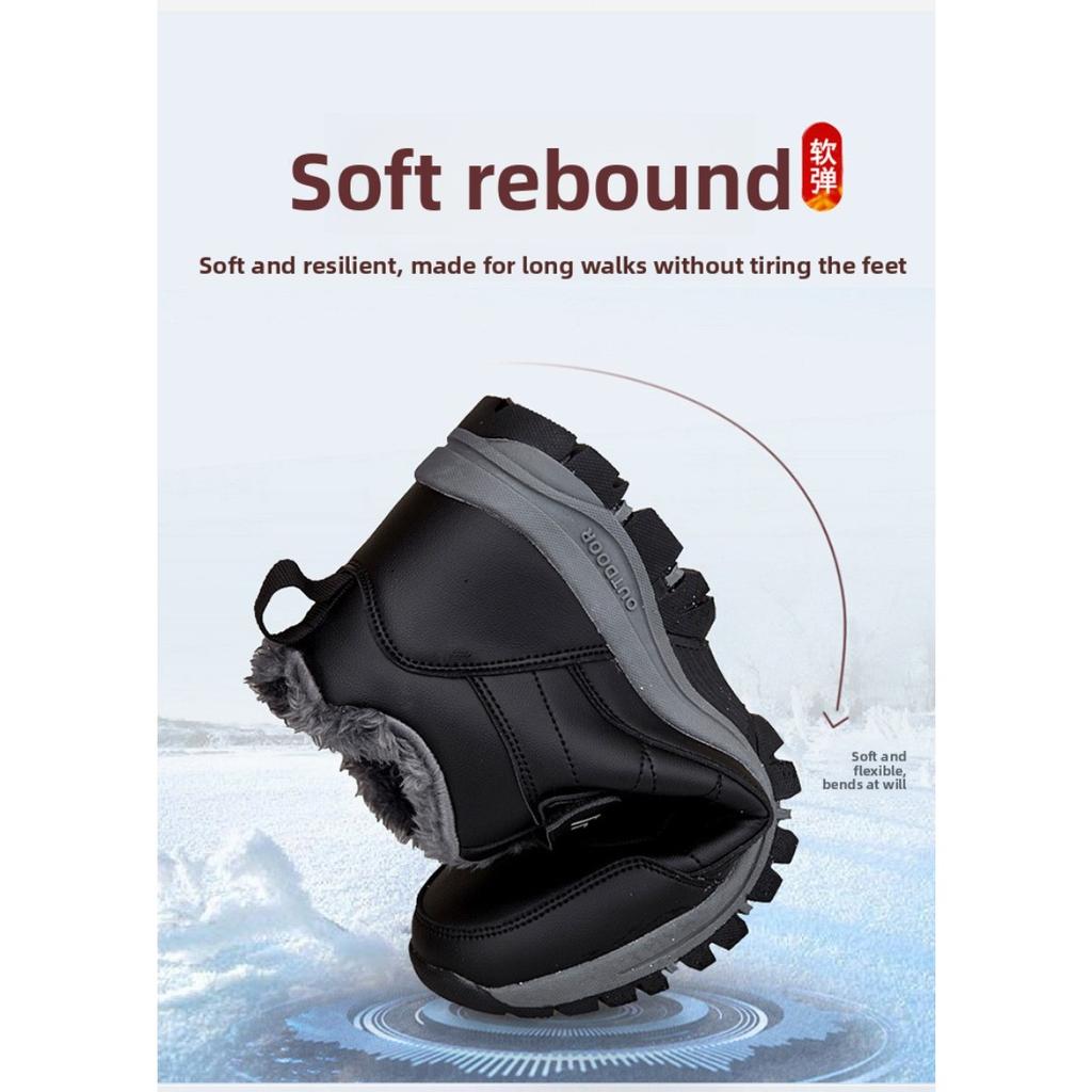 Outdoor Men's Cotton Shoes, Winter High Top Snow Shoes, Hiking Shoes, Waterproof and Plush Snow Boots