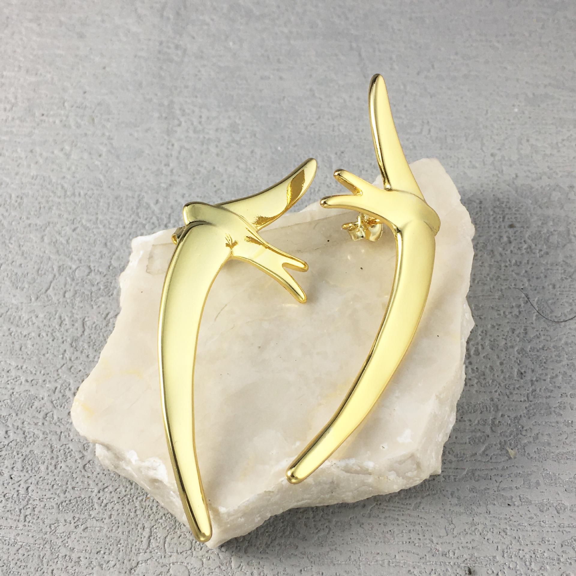 UNODE50 Gold Plated Swallow Earrings - European  American Style Jewelry Gift for Girlfriend Electroplated
