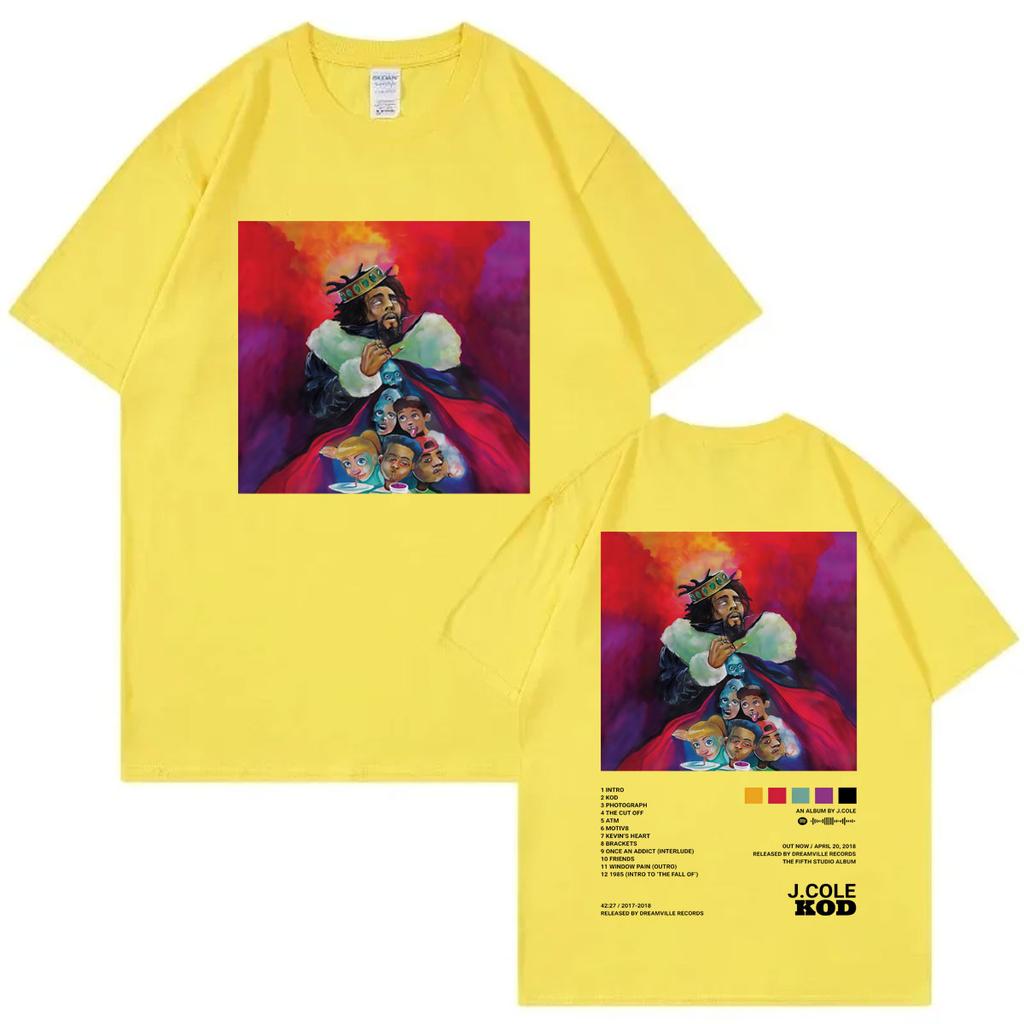 Rapper J Cole Music Album Double Sided Graphic T Shirts Fashion Hip Hop Short Sleeve Tshirt Unisex Casual Loose Cotton Tshirts