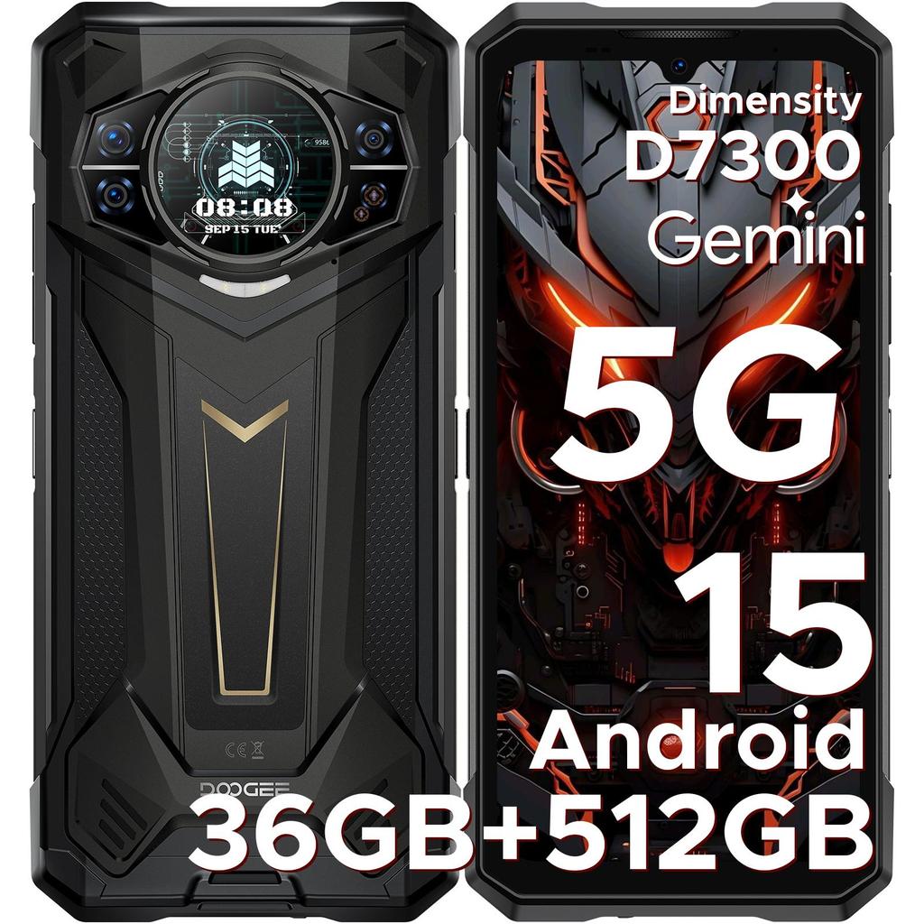 Doogee S200 Plus Rugged Smartphone 5G, (16GB+20GB)+512GB with 1.32" Dynamic Rear Screen, 10100mAh, 100MP+20MP, 6.72", 120Hz, NFC, Gemini AI