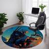 1PC Warrior Armor Office Round Rug, Non-slip, Soft and Durable Office Rug for Interior Decoration, Perfect for Office, Beautiful Decoration