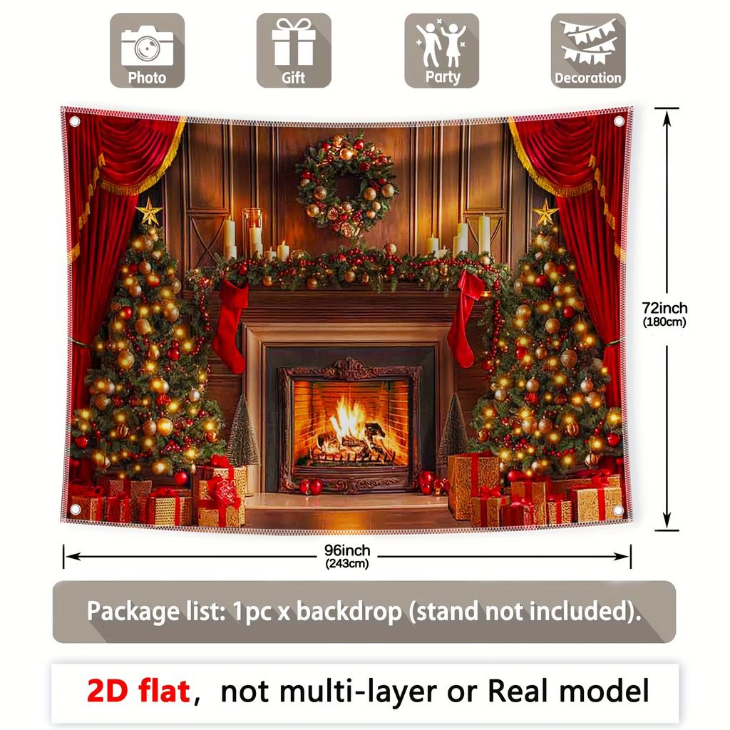 Christmas Fireplace Decoration Background Winter Photography Backdrop Decorations For Photo Studio Photo Booth Christams Party