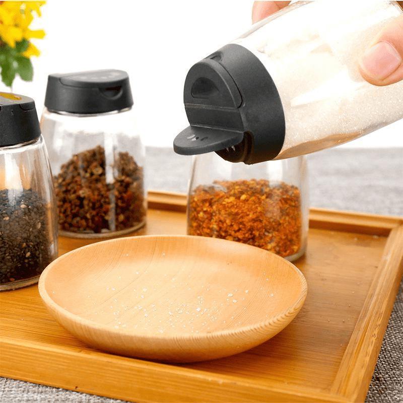 Multifunctional Glass Seasoning Jar for Salt & Pepper with Toothpick Holder