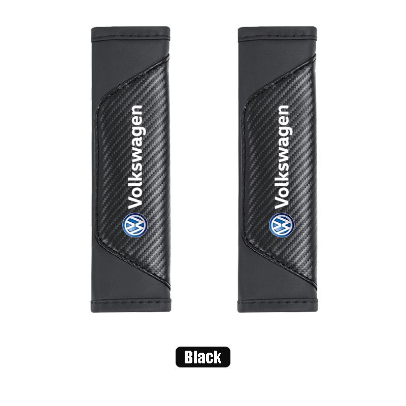 2pcs Car Seat Belt Cover Leather Shoulder Pad Accessories Valve Cap For VW Golf Amarok T5 Phaeton Teramont ID3 Tiguan T-Cross P 12RYH