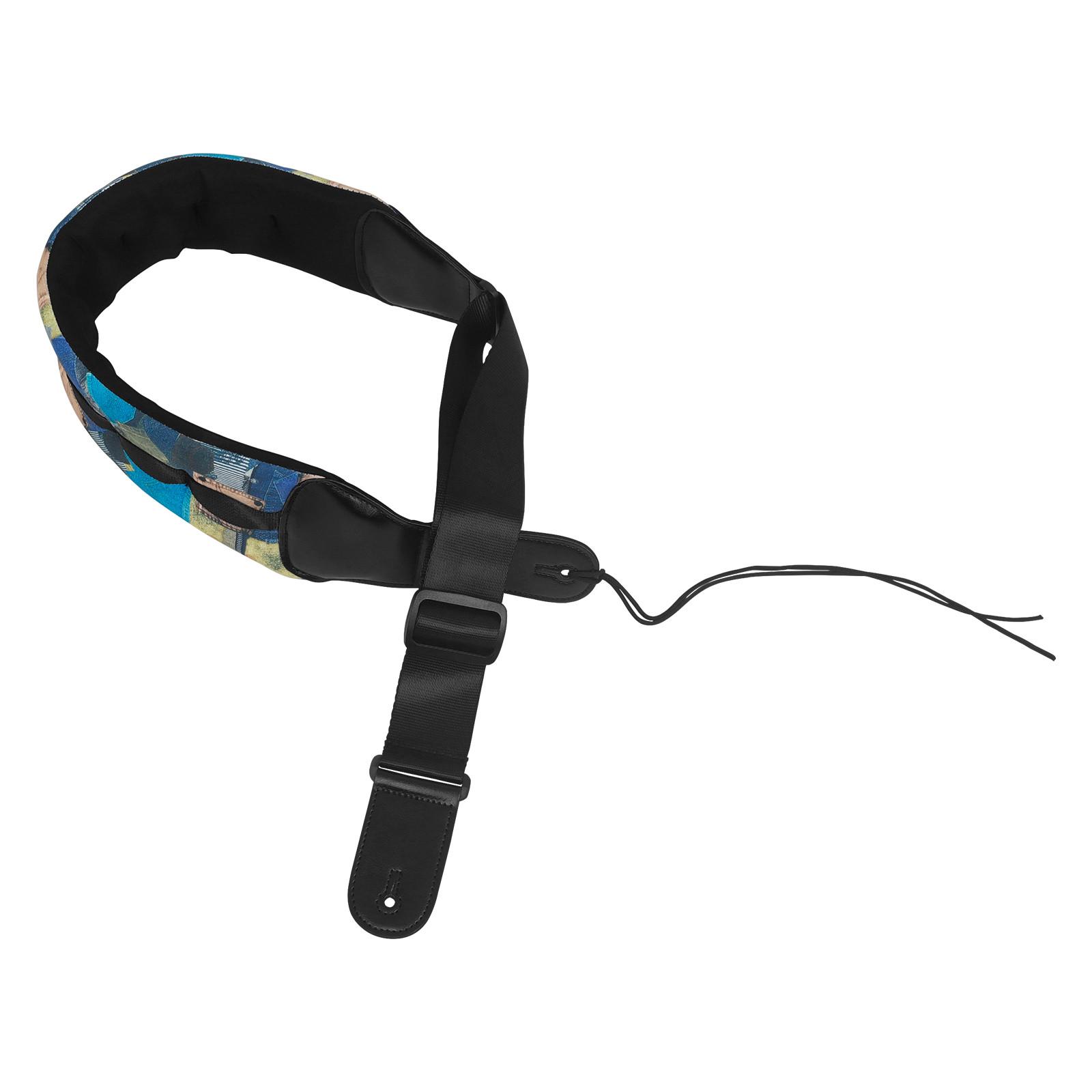 

Adjustable Thickened Widened Guitar Bass Strap with Square Patchwork Design Durable Material and Secure Attachment for Various String Instruments One Size синій
