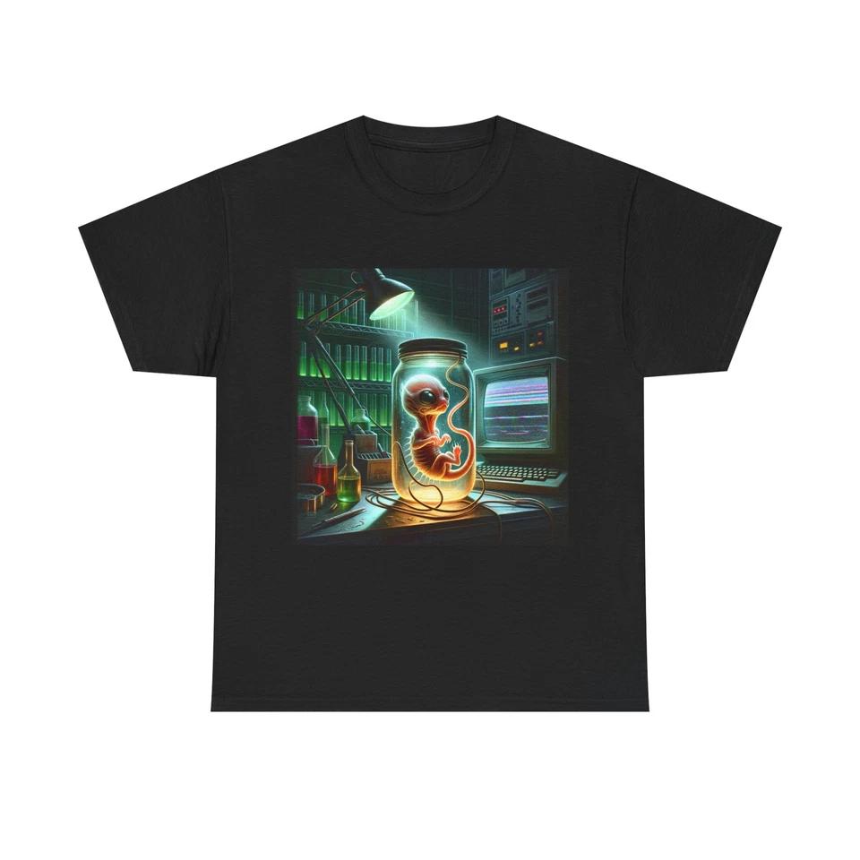 

Unisex Adult T Shirt Parasitic Cat Fetus Mason Jar Art M