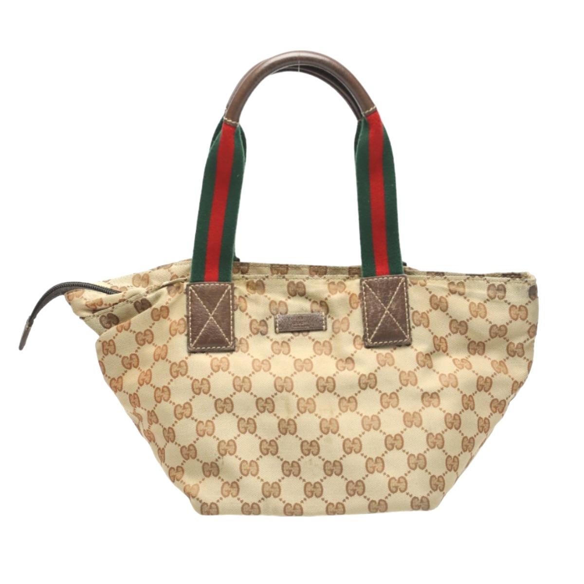GUCCI Sherry line GG canvas Handbag Tote bag beige Women 131228 Used