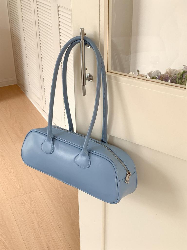 Women's French Baguette Underarm Bowling Bag - Simple Solid Shoulder Handbag