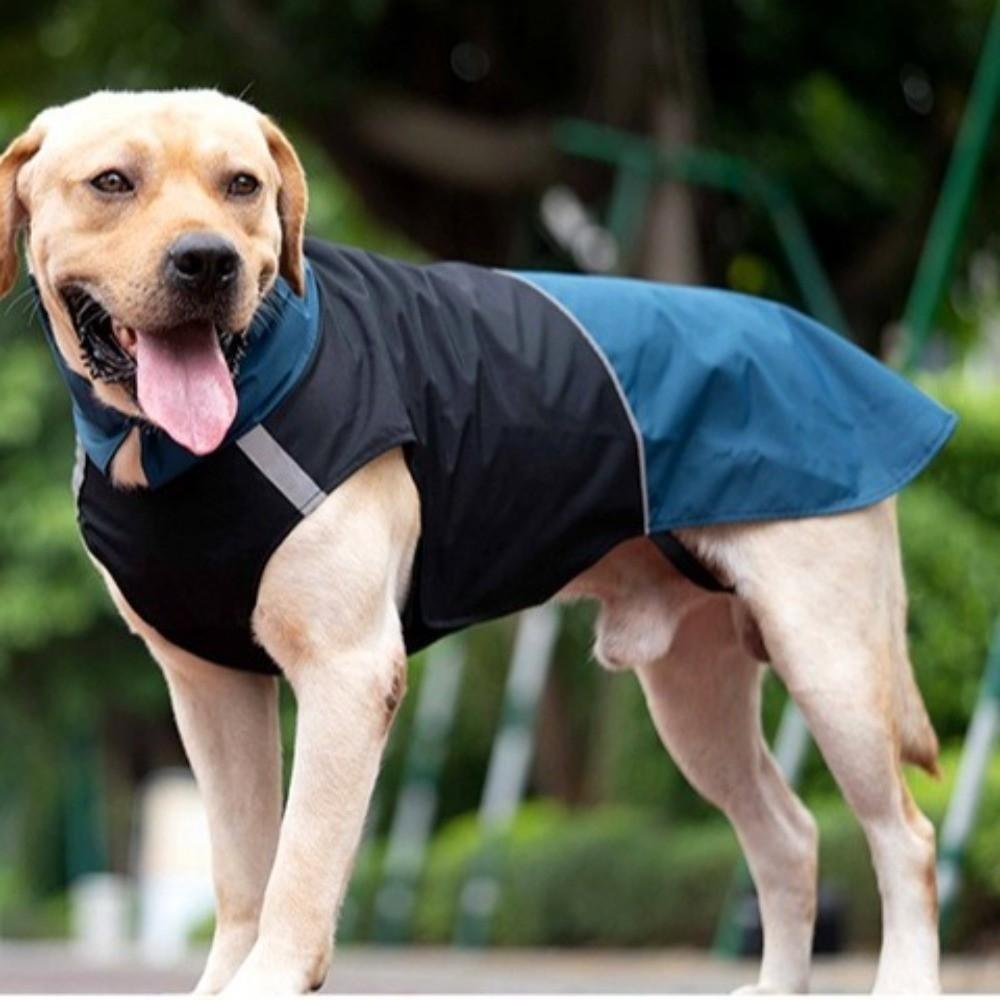 Fashion Adjustable Dog Rain Jacket Turtleneck Reflective Stripe Dog Rain Cloak Leash Hole Windproof Waterproof Cloak Outdoor