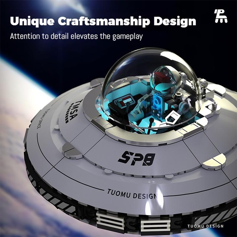 UFO Raumschiff Bausteine Set Hoher Schwierigkeitsgrad Montage Raumschiff Modell Pädagogisch Konstruktion Sammlerstück Ausstellungsspielzeug