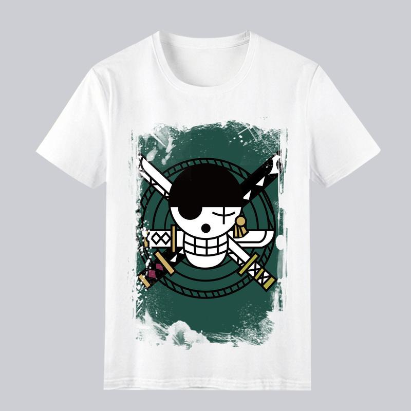 

2026 Hot Sale One Piece Tshirt Unisex Luffy Zoro Print Summer Loose Trendy Short Sleeve Tops S