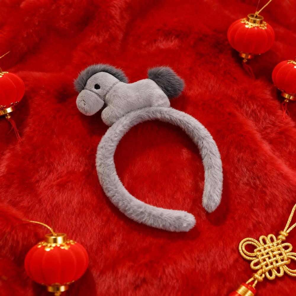 

Mascot New Year Headband Cartoon Plush Horse Headband Sweet Horse Hairband Children Style 2