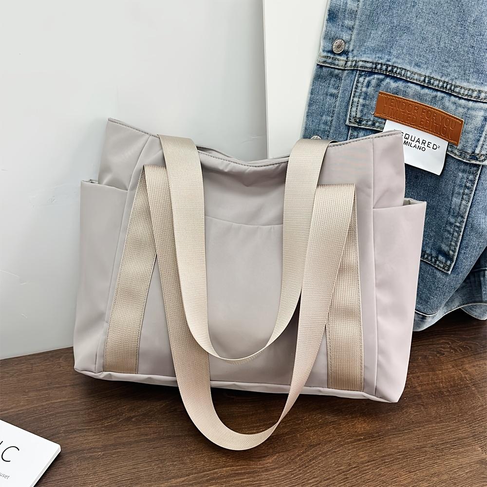 Chic Large Capacity Tote Bag for Women Lightweight Durable Oxford Fabric Shoulder Bag Zip Closure Perfect for College Commuting