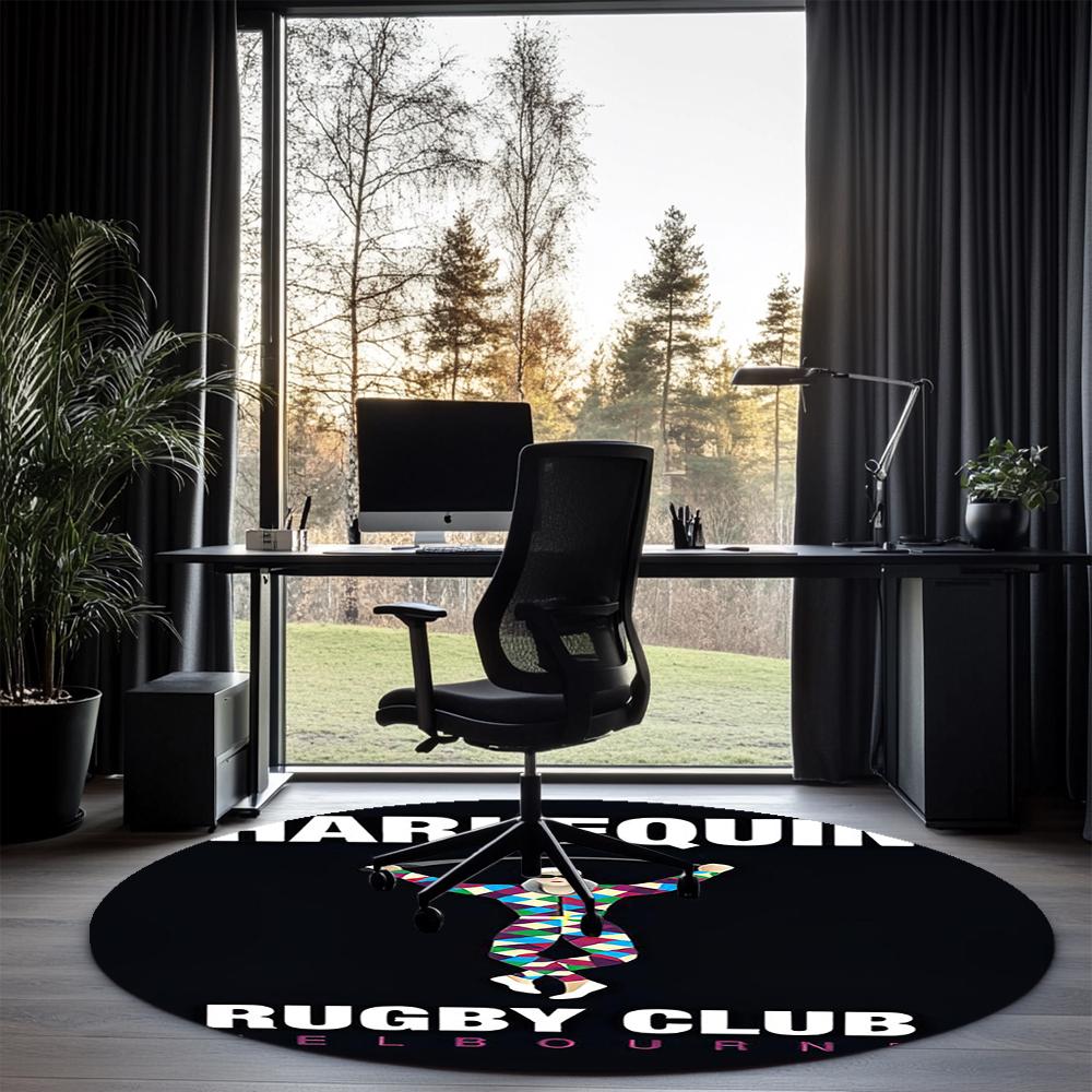 Harlequins Rugby Printed Round Rug Carpet Chair Rug Area Rug Entryway Doormats,for Office Chair Living Room Bedroom Kitchen Room.