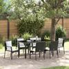 Garden Dining Set with Cushions 7 pcs Black Poly Rattan