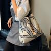 Retro Casual Tote Bag Fashiable Design Canvas Bag New Style Printed Shoulder Bag Large Capacity Ctrasting Handbags For Women