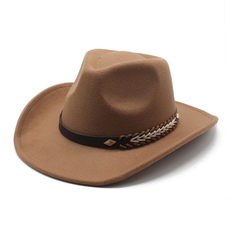 Punk Wool Felt Hat With Wide Brim And Sun Protection For Men And Women In Fall Winter