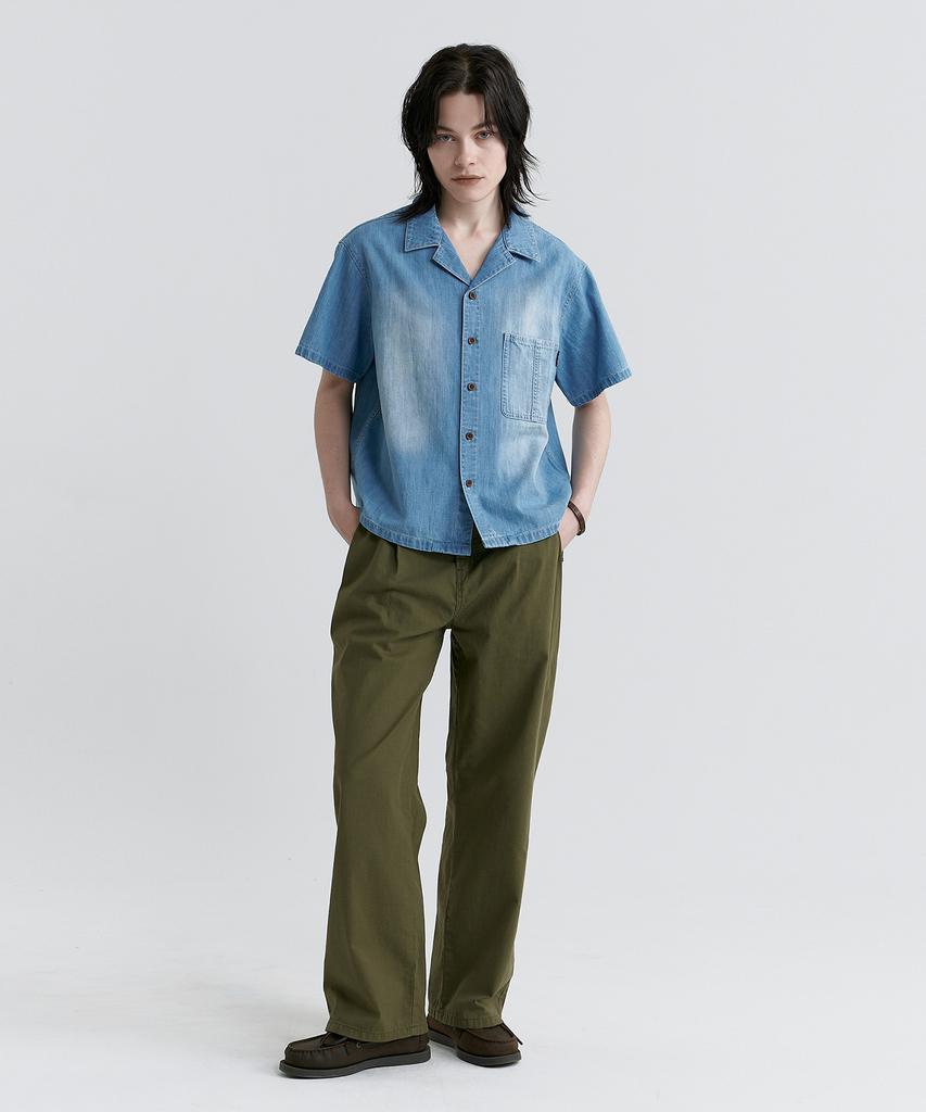 MAGOODGAN Patro 4814 Linen-Like Double-Pleat Wide-Fit Khaki Pants