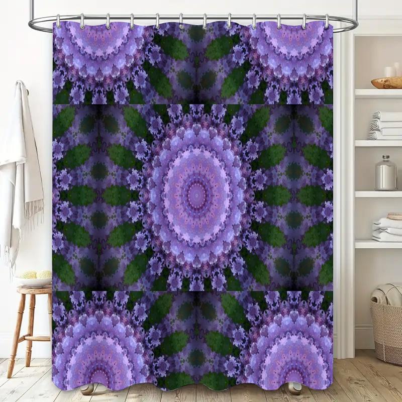 Purple Mandala Shower Curtain: Floral Bath Decor Home Decoration Wall Art Print for Bathroom 72 x 78 inches (183cmx200cm)