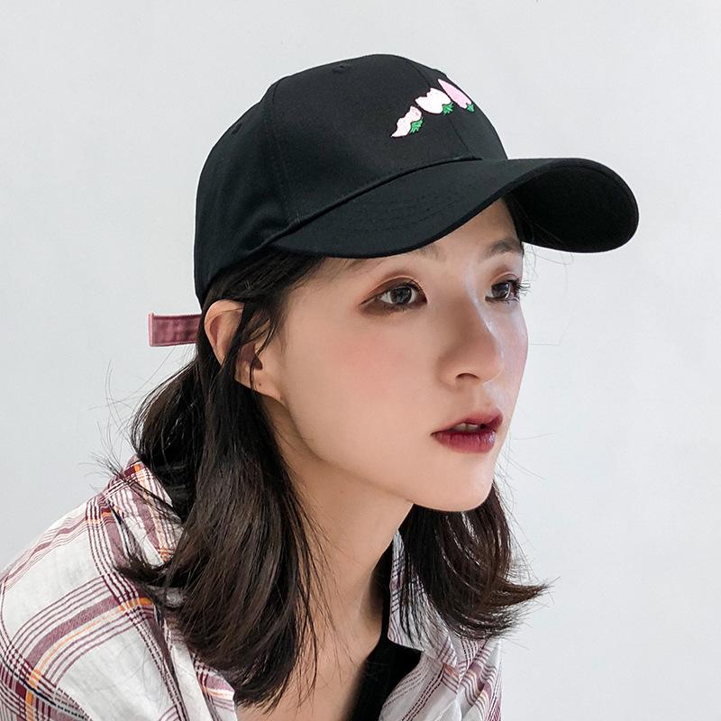 Summer cap female Korean version of all casual fashion baseball cap hipster plastic buckle black and white hat students