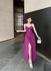 Summer new suspender skirt pure desire wind careful machine hollow chic photo vacation Muse dress purple skirt