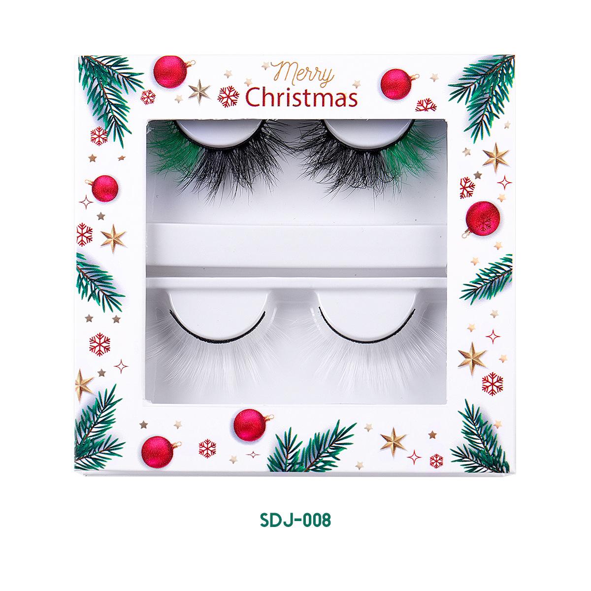 

Christmas Color Imitation Mink Hair False Eyelashes Natural 2 Pairs Of Color Boxed Grafted Eyelashes