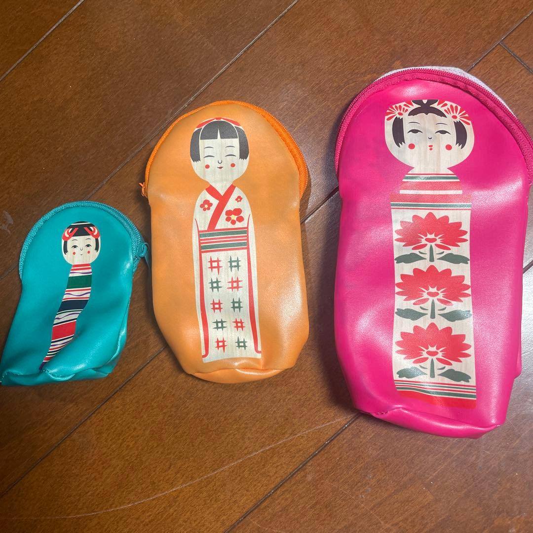 Kokeshi Design Pouch Set 3 Types