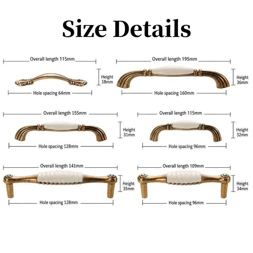 Zinc Alloy Ceramic Cabinet Pulls Antique Gold Retro Vintage Drawer Handles European Style Sturdy Antique Dresser Knobs Furniture