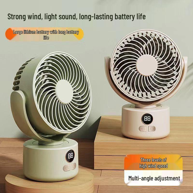 Oscillating Student Fan with 16-Hour Battery for Silent Classroom & Office Cooling